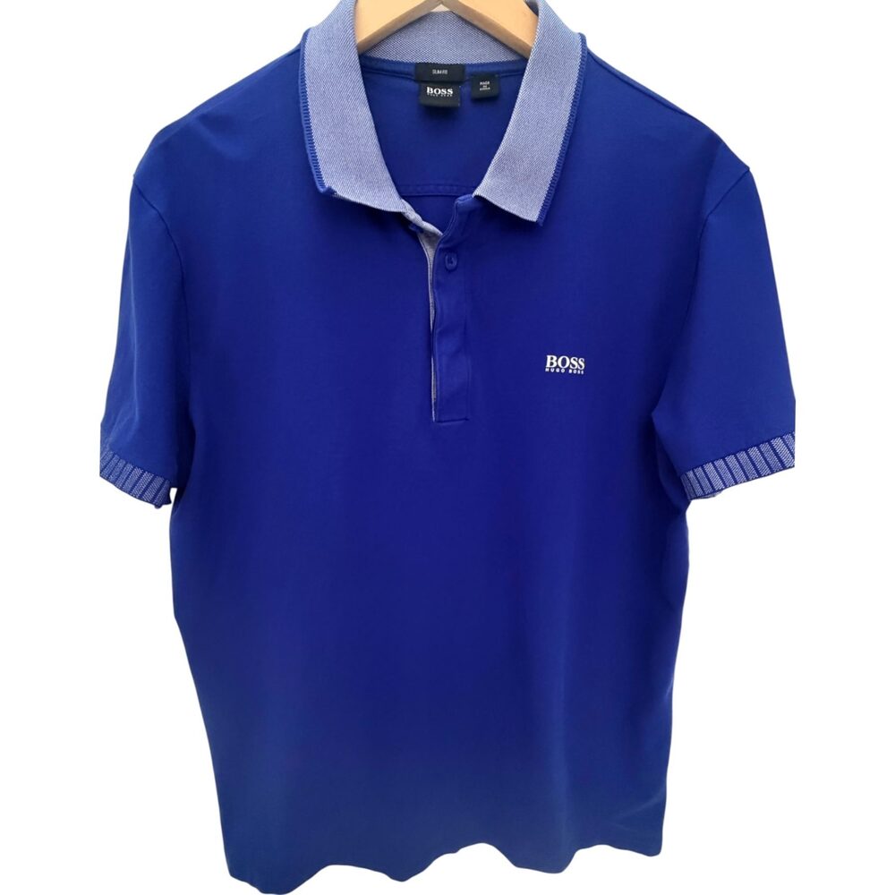 BOSS Hugo Boss Blue Contrast collar and cuffs Paule 2 Polo Collared Men's 2XL